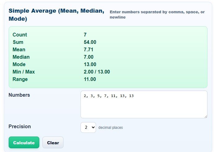 Free Average Calculator Online