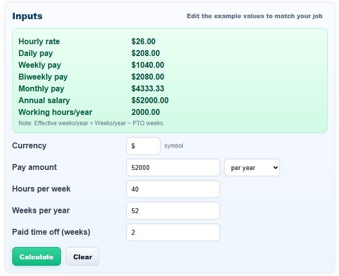 Salary to Hourly Calculator
